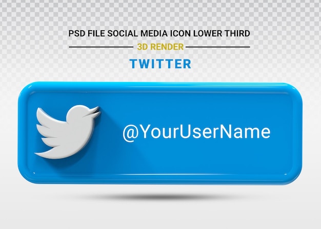 Twitter Symbol für soziale Medien im unteren Drittel des Banners 3D-Rendering