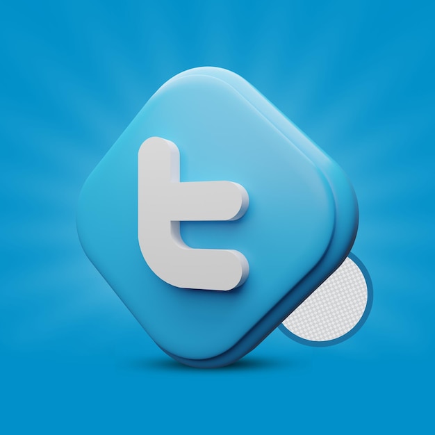 Twitter Tri Rechteck 3D-Rendering-Symbol