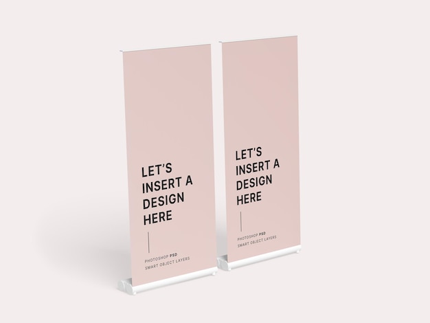 Two blank rollup banners for advertisement display