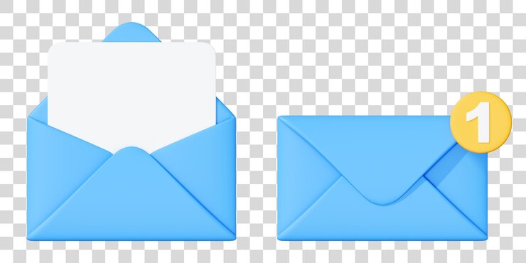 PSD two blue envelopes with message notification icon