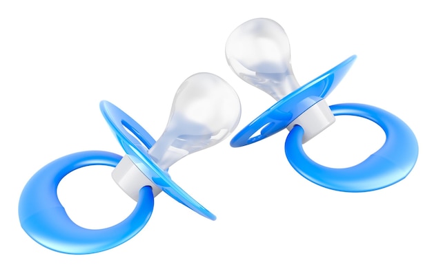Two Blue Pacifiers twins boys concept 3D rendering isolated on transparent background
