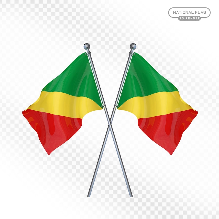 PSD two crossed flags of the republic of the congo in 3d render