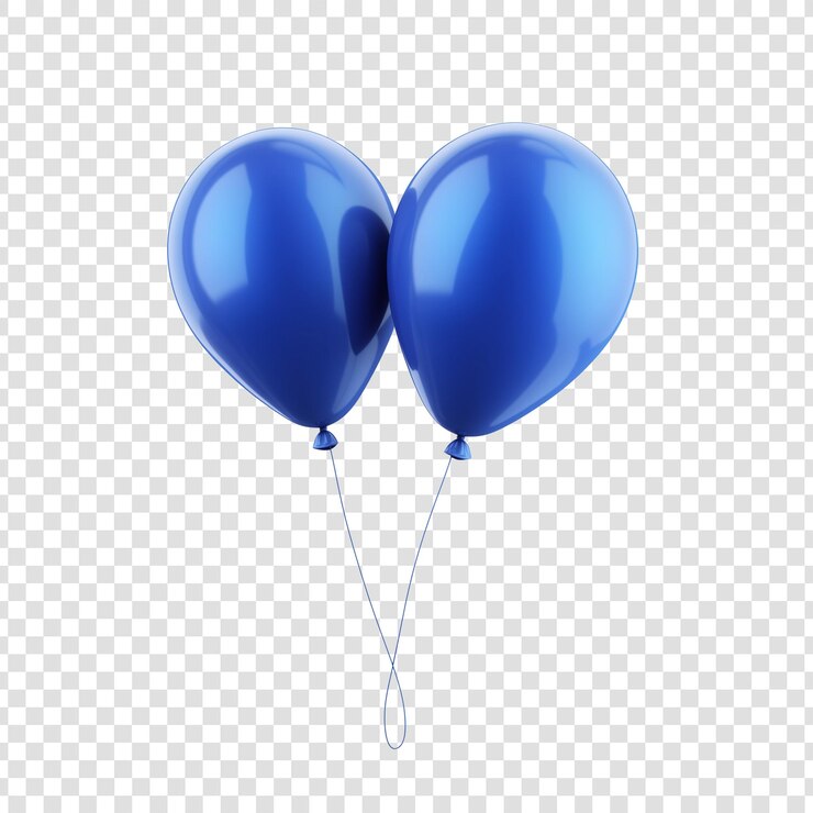 Two Glossy Blue Balloons Tied Together 3D Render Party Decoration Design