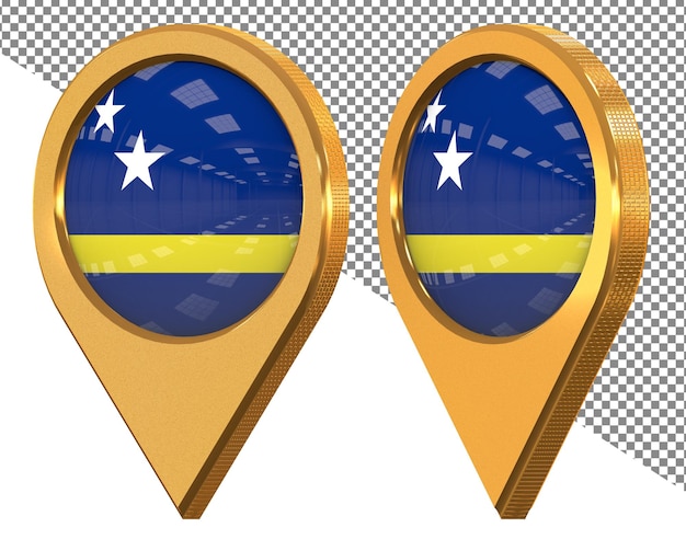 two gold rings with the flag on them
