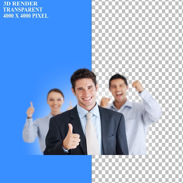 two men and one women showing thumbs up