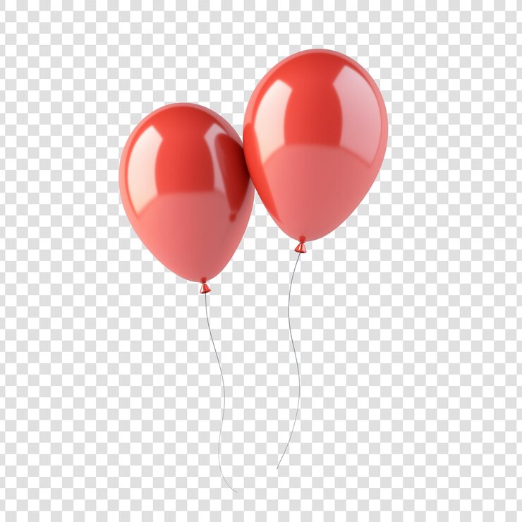 Two Red Balloons Floating 3D Render Party Decorations Festive Design
