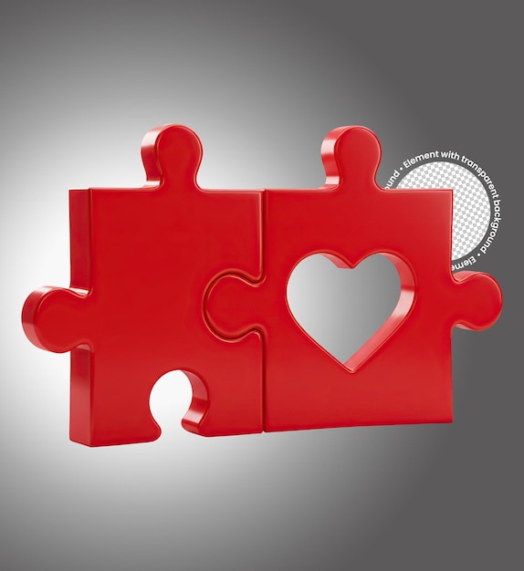 Two red puzzle pieces forming a heart a symbol of love and connection