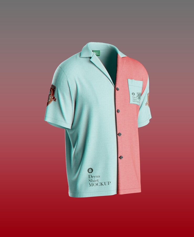 PSD two-tone dress shirt mockup realistic fashion presentation