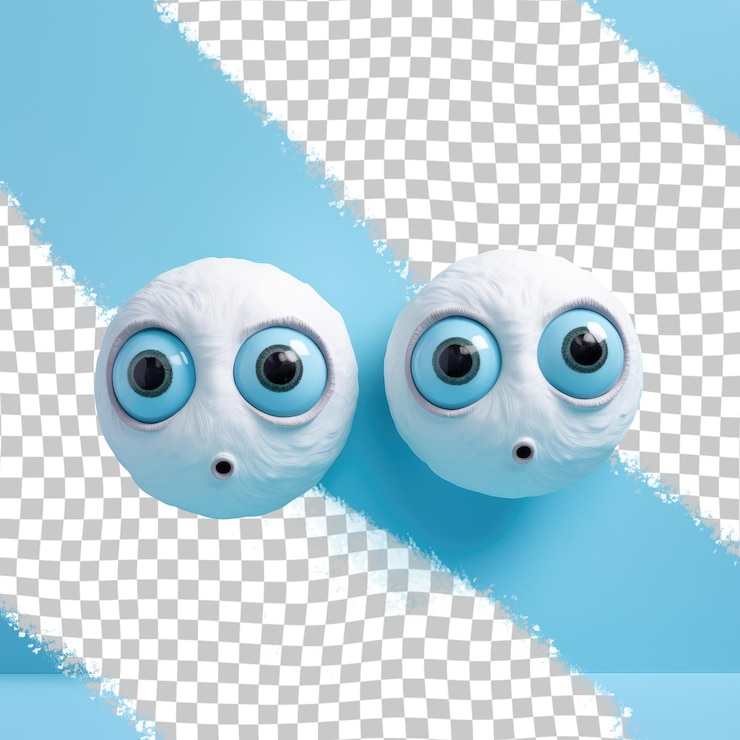 PSD two white eyes that are on a blue background