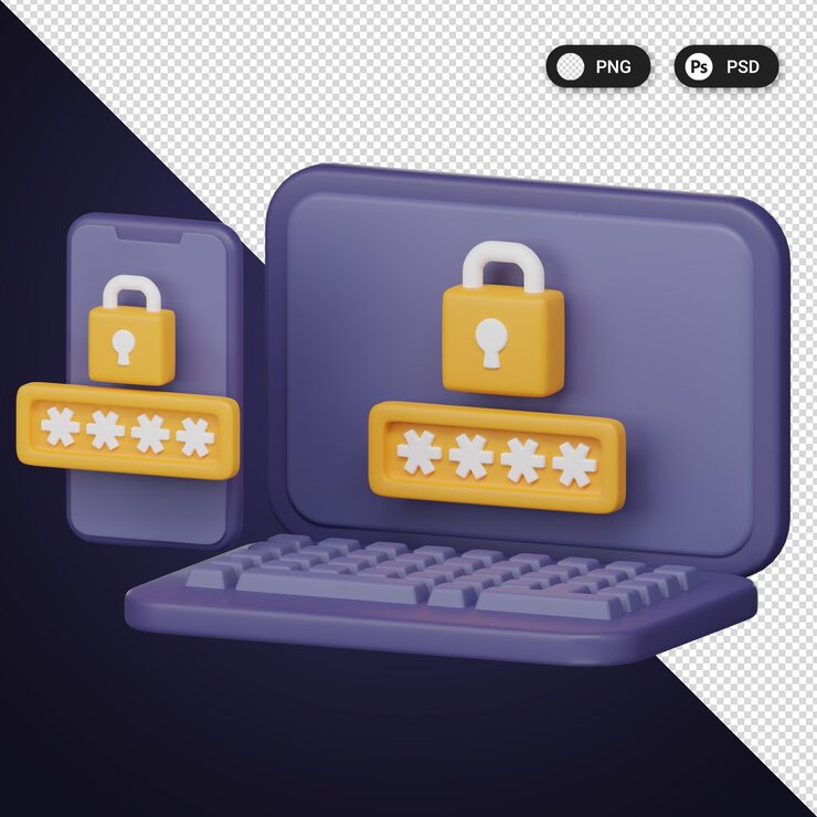 PSD twofactor authentication set di icone di sicurezza informatica ux ui elementi di web design rendering 3d