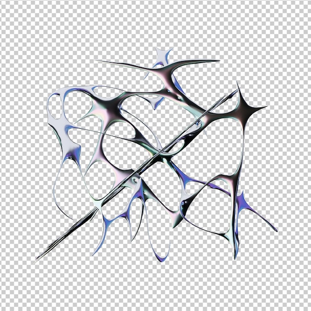 Type chrome dans un rendu 3D futuriste avec des métaux iridescents