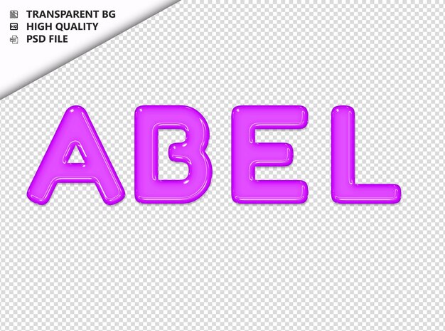 PSD la typographie d'abel texte violet en verre brillant psd transparent