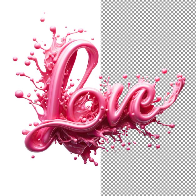 PSD la typographie affectueuse isolée mot d'amour 3d sur fond png