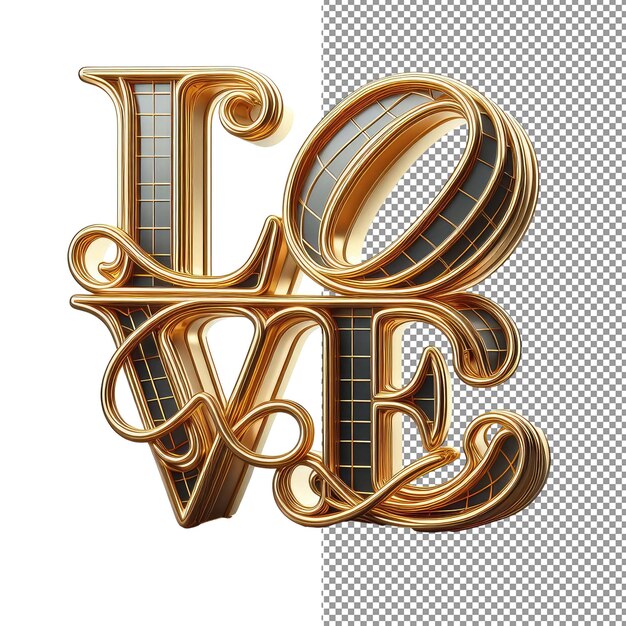 PSD la typographie affectueuse isolée mot d'amour 3d sur fond png