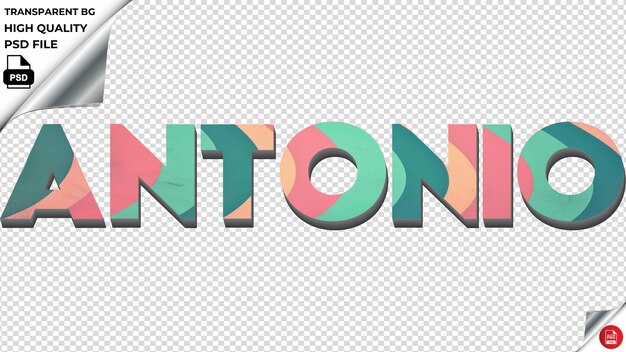 PSD la typographie d'antonio gradient turquoise rétro texture du texte psd transparente