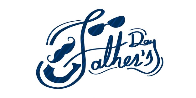 PSD typographie créative de la fête des pères avec des lunettes de soleil moustache et une cravate