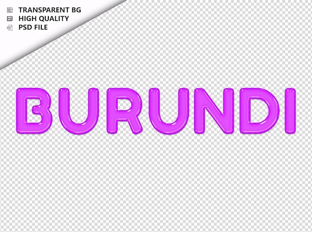 PSD la typographie du burundi texte violet en verre brillant psd transparent