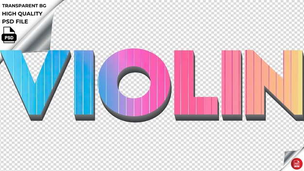 PSD la typographie du violon est un arc-en-ciel coloré, la texture du texte est un psd transparent.