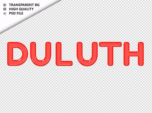 PSD la typographie de duluth texte rouge en verre brillant psd transparent