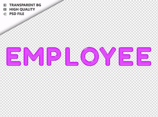 Typographie De L'employé Texte Violet En Verre Brillant Psd Transparent