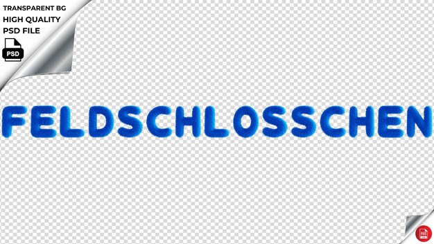 PSD la typographie de feldschlosschen est bleue, le texte est moelleux, le psd est transparent.