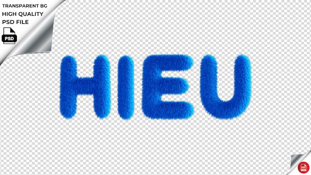 PSD la typographie hieu est bleue, le texte est moelleux, le psd est transparent.