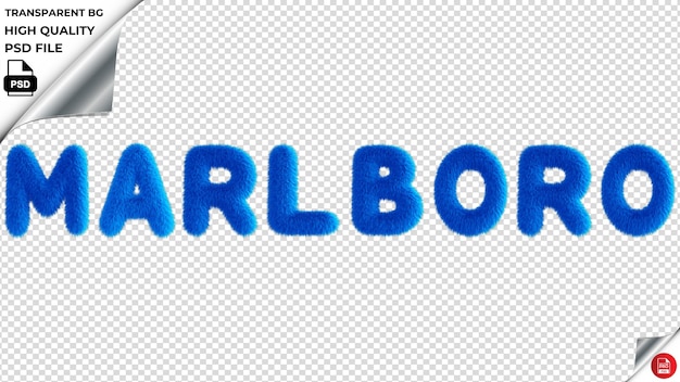 PSD la typographie de marlboro est bleue, le texte est moelleux, le psd est transparent.