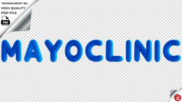 PSD la typographie de la mayoclinic est bleue, le texte est moelleux, le psd est transparent.