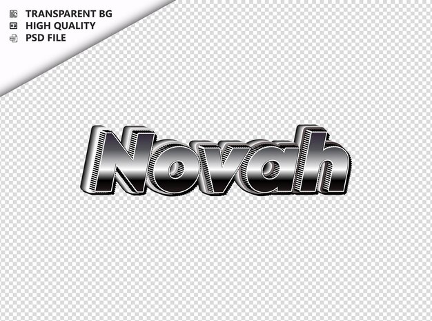 PSD la typographie de novah texte en noir et argent psd transparent