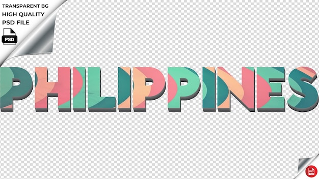 PSD la typographie philippine est turquoise rétro, la texture du texte est psd, et la texture est transparente.