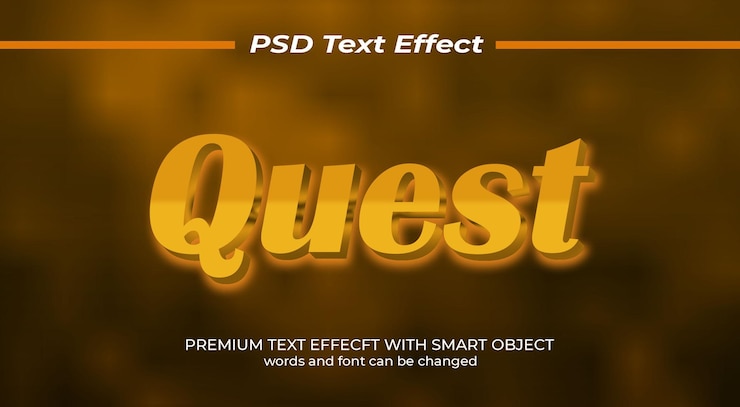 PSD la typographie de quête modifiable texte 3d ffect style premium