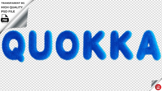 PSD la typographie de quokka est bleue, le texte est moelleux, le psd est transparent.