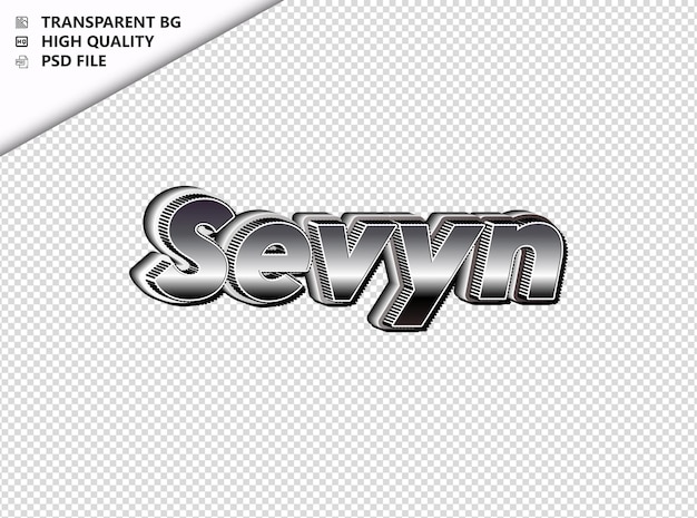 PSD la typographie de sevyn texte en noir et argent psd transparent