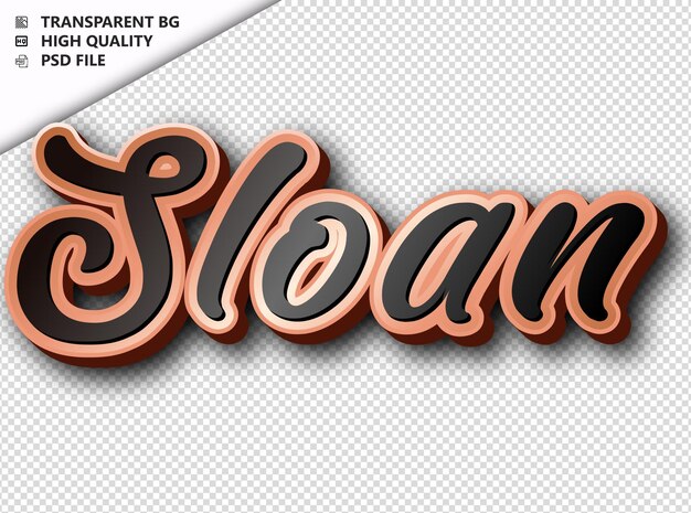 PSD la typographie sloan texte en bronze noir psd transparent