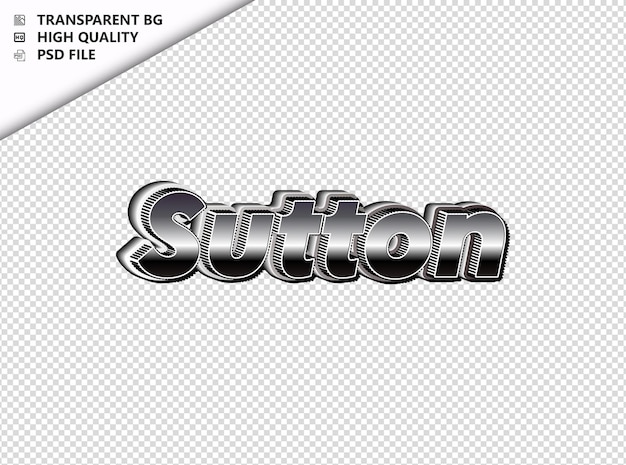 PSD la typographie de sutton texte en argent noir psd transparent