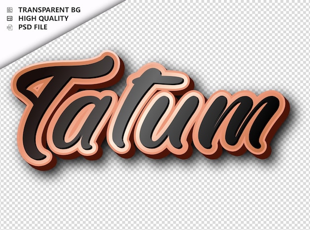 PSD la typographie de tatum texte en bronze noir psd transparent