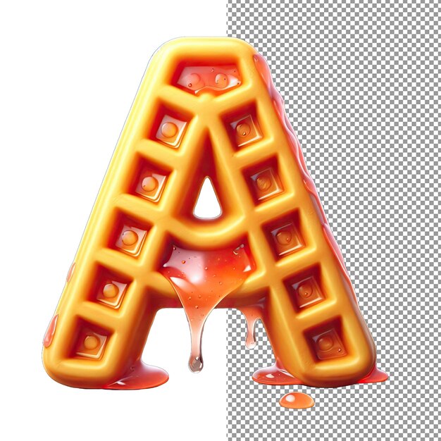 PSD la typographie waffle est une lettre waffle 3d isolée sur une toile png transparente