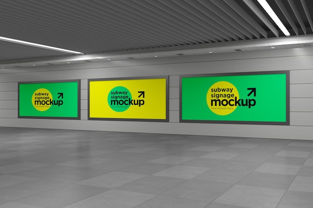 U-bahn horizontale beschilderung mockup billboard mock-up