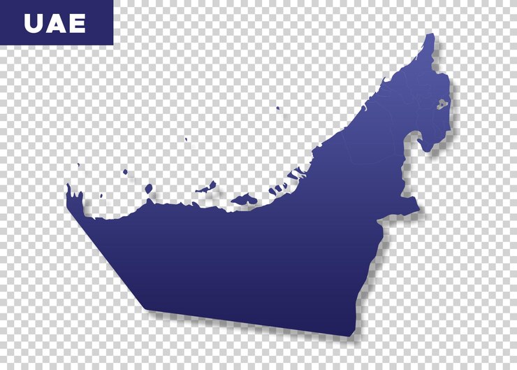 PSD uae map on transparent background