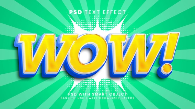 Uau efeito de texto de estilo cômico