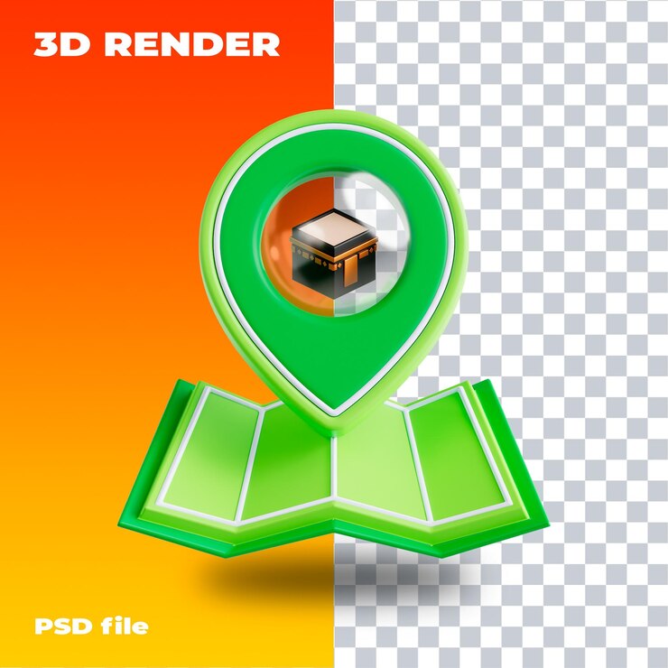 PSD ubicación 3d icon 3d render psd de alta resolución ramadan eid