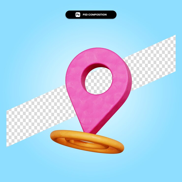 PSD ubicación 3d render ilustración aislada