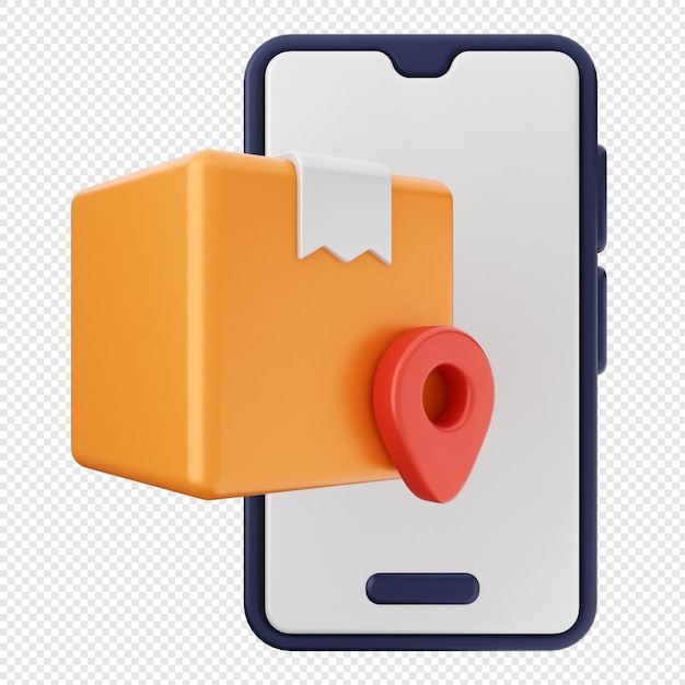 Ubicación de la caja de entrega del icono de teléfono inteligente 3D