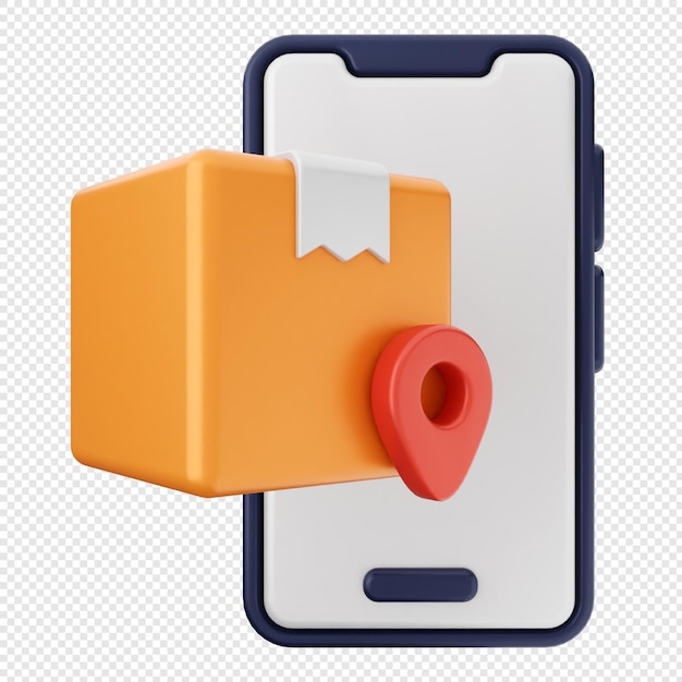 Ubicación de la caja de entrega del icono de teléfono inteligente 3D