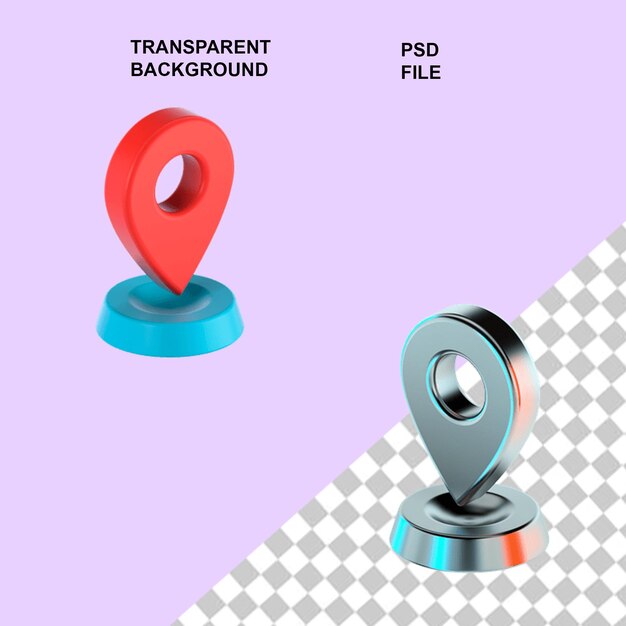 Ubicación del icono 3D png en aislado transparente