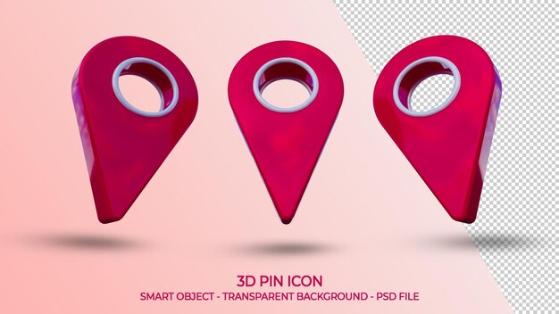 PSD ubicación del icono de pin realista aislado