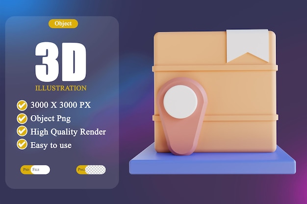 PSD ubicación de logística de ilustración 3d 3