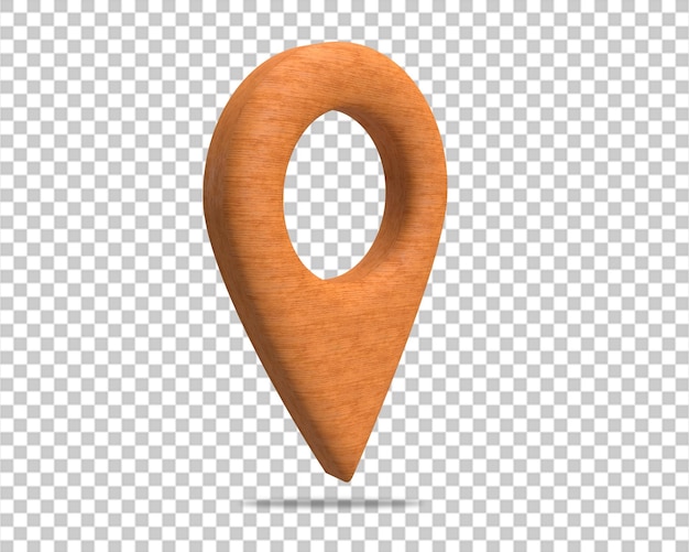 Ubicación madera mapa pin 3d icono