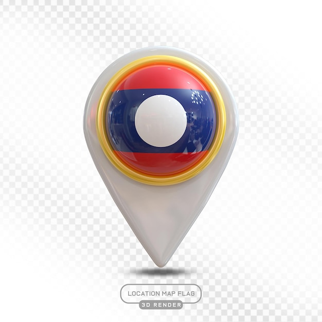 Ubicación Mapa de la bandera de Laos Renderizado en 3D