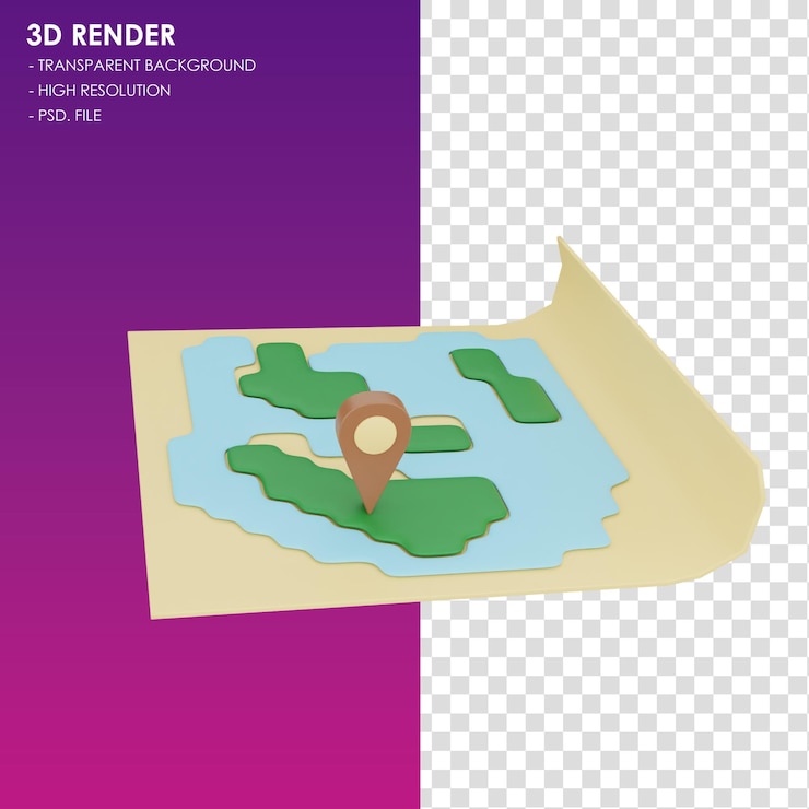 PSD ubicación del mapa del icono 3d